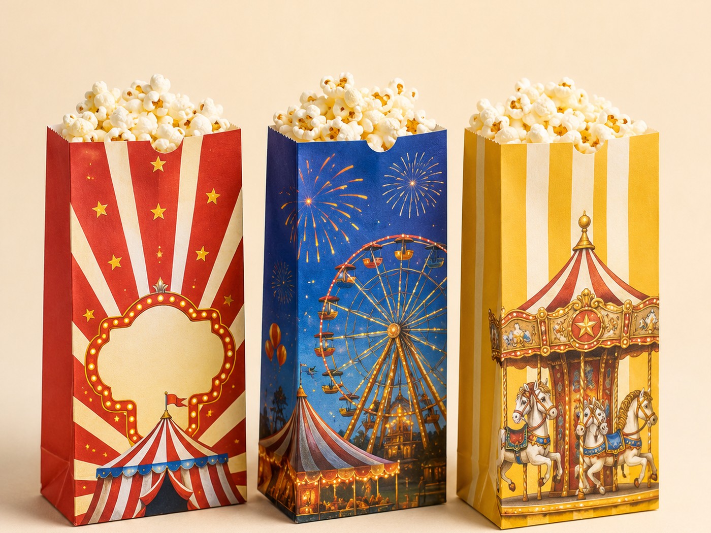 Popcorntüten als stabile Klotzbodenbeutel