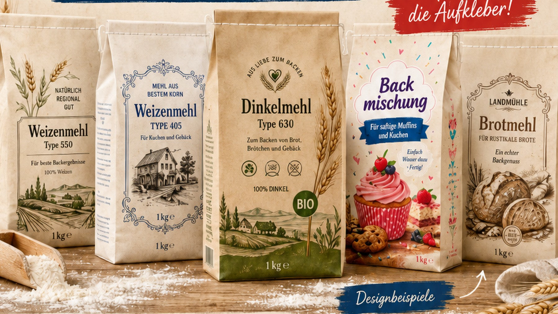 Designbeispiele Mehltüten