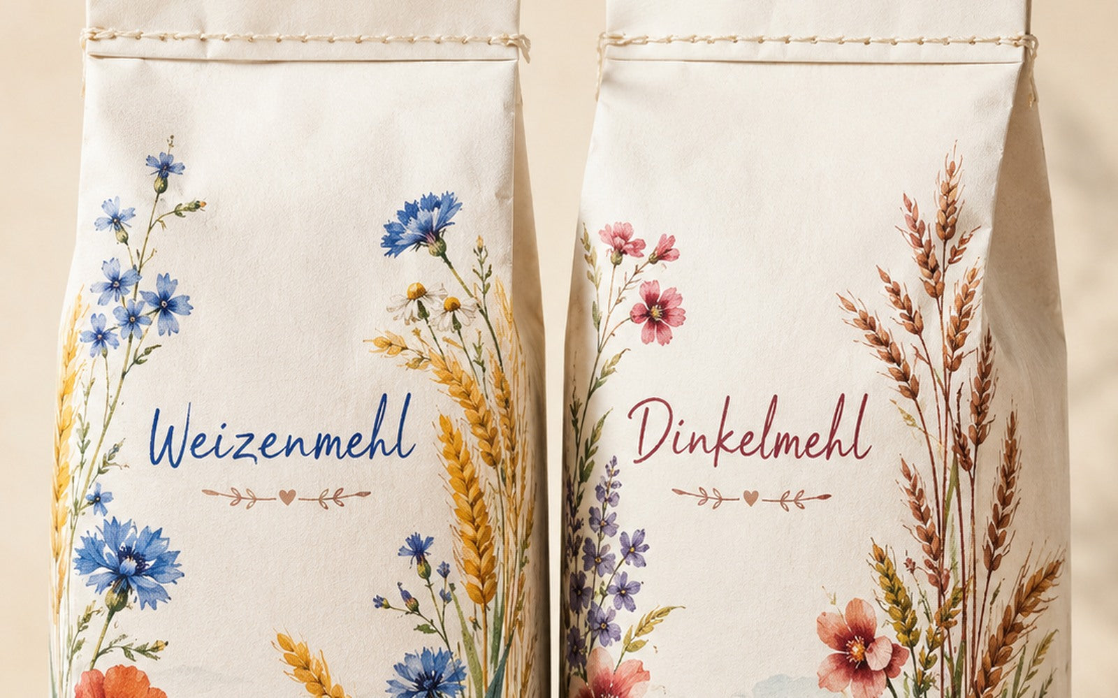 Detailansicht bedruckte Mehltüte