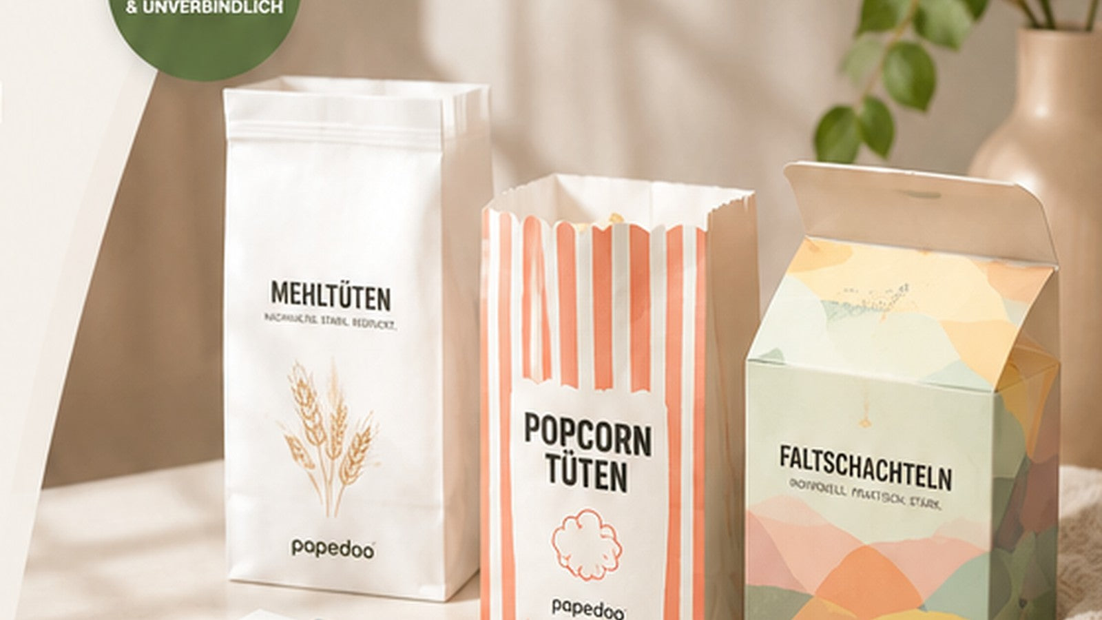Muster für Mehltüten Popcorntüten und Faltschachteln