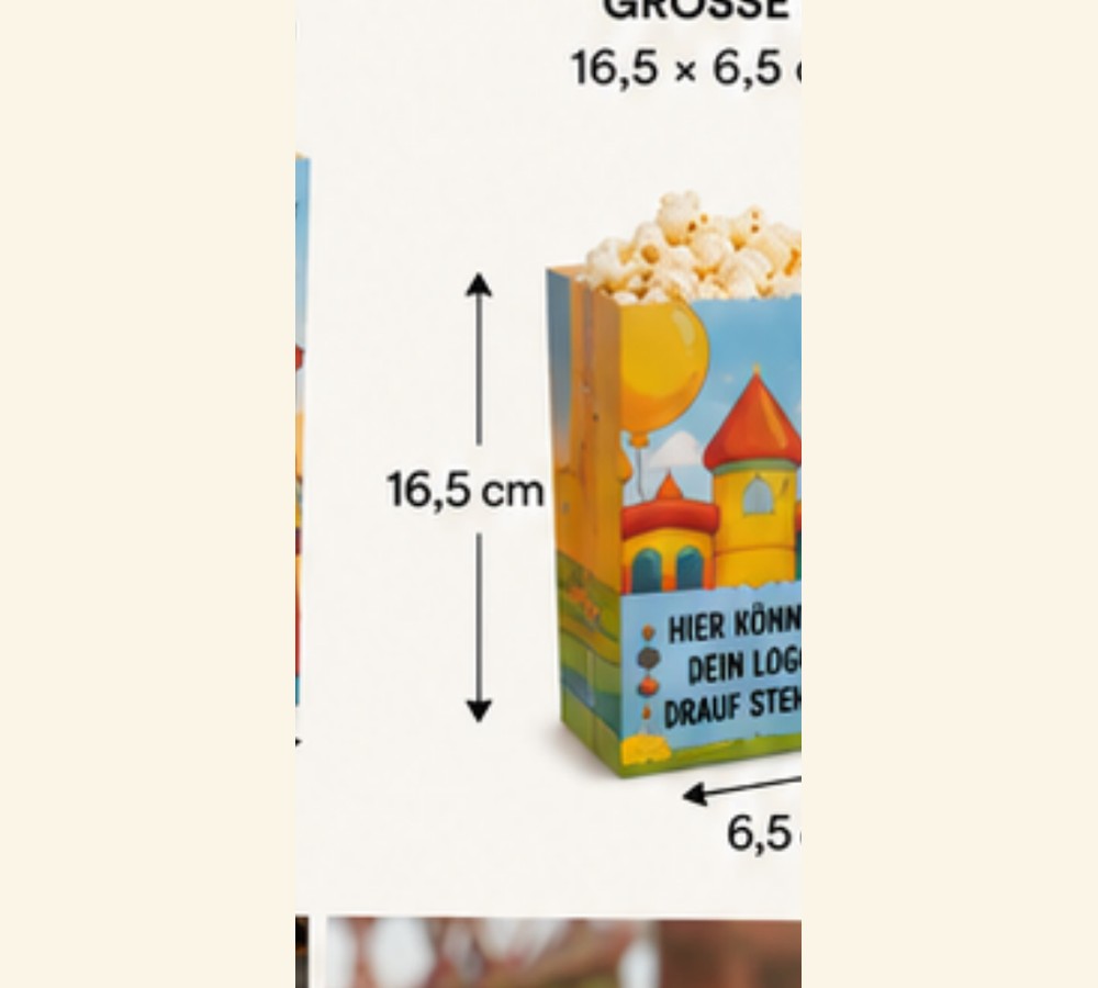 Popcorntüte Größe S 16,5 x 6,5 cm